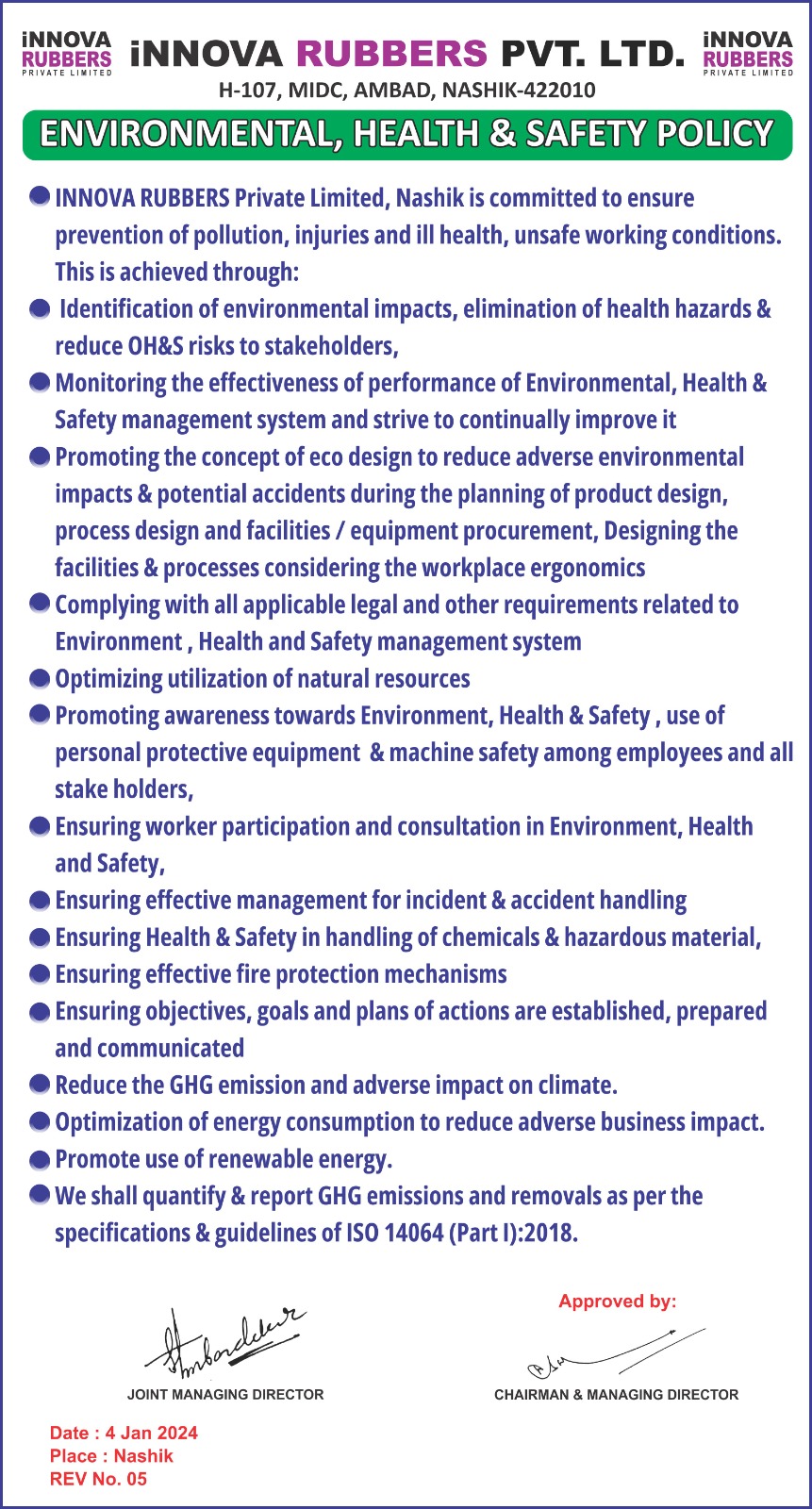 EHS Policy